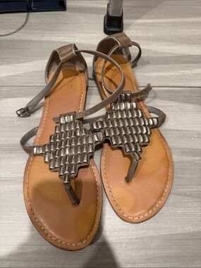 Gap gladiator Taupe Beaded Toe-Post Sandals - Women